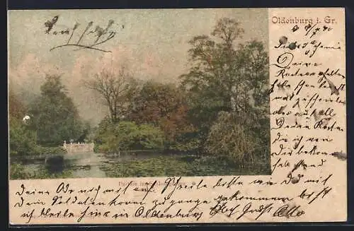 AK Oldenburg i. Gr., Partie im Schlossgarten