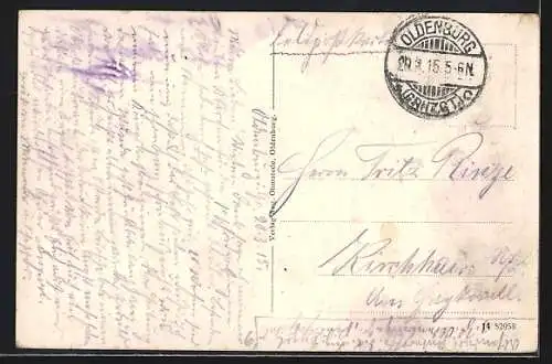 AK Oldenburg i. Gr., Schlosspark mit Kirchturm