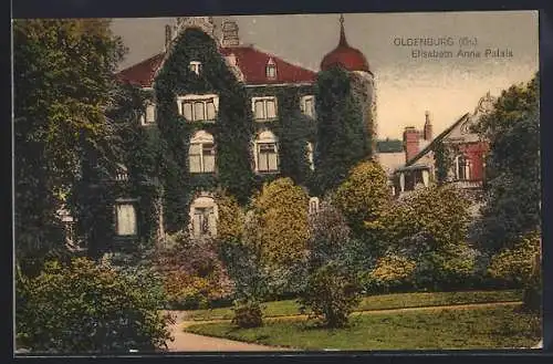 AK Oldenburg /Gr., Elisabeth-Anna-Palais mit Garten