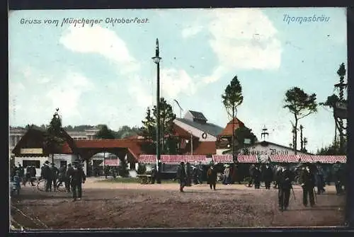 AK München, Ausschank des Thomasbräu auf dem Münchener Oktoberfest