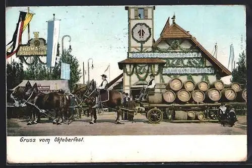 AK München, Oktoberfest, Bierwagen d. Thomasbräu