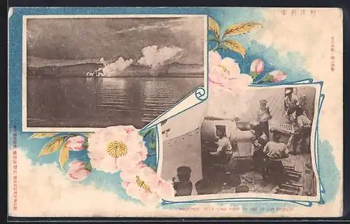 AK Bombardement of a Land Fort by a Cruiser, Russisch-Japanischer Krieg
