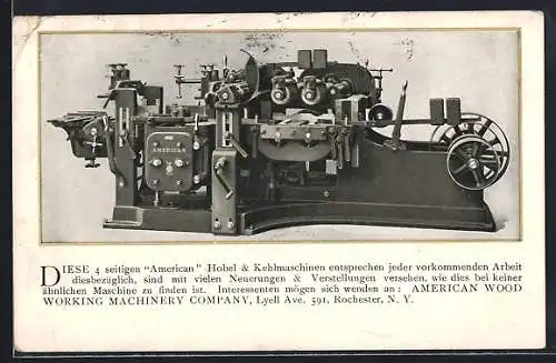 AK American Hobel- & Kehlmaschine der Firma American Wood Working Machinery Co., Reklame