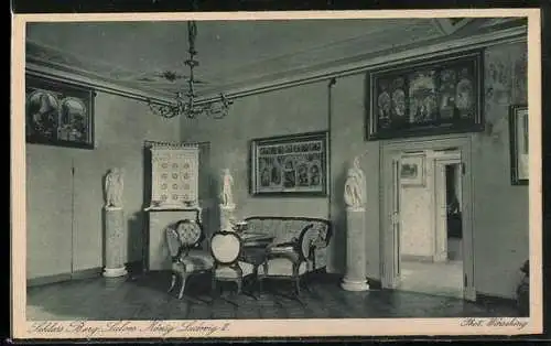 AK Berg / Starnberger See, Schloss Berg, Salon S. M. König Ludwigs II.