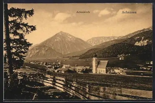 AK Achenkirch, Ortsansicht mit Blick auf den Achensee