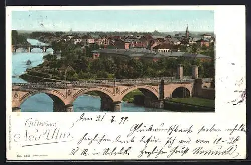 AK Ulm, Teilansicht mit Brücke