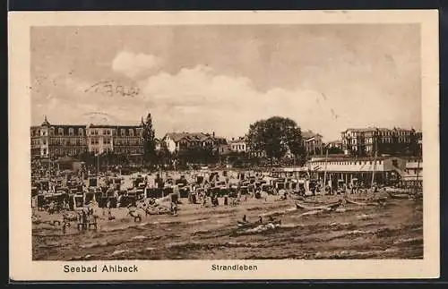 AK Ahlbeck / Ostseebad, Strandleben mit Ruderbooten