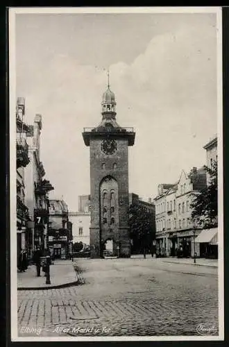 AK Elbing / Elblag, Alter Markt und Markttor