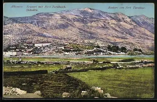 AK Shkodra, Ortsansicht mit Fort Tarabosch