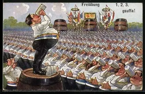 AK Freiübung der Trinker, Bierfässer