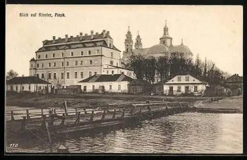 AK Pinsk, Blick auf das KLoster vom Wasser aus