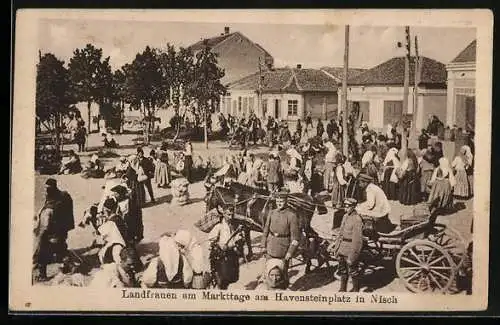 AK Nisch, Landfrauen am Markttag auf dem Havensteinplatz