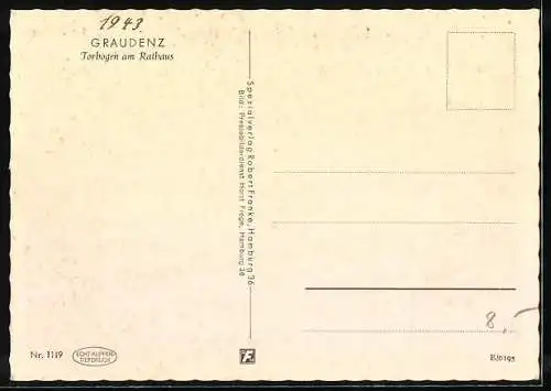 AK Graudenz, Torbogen am Rathaus