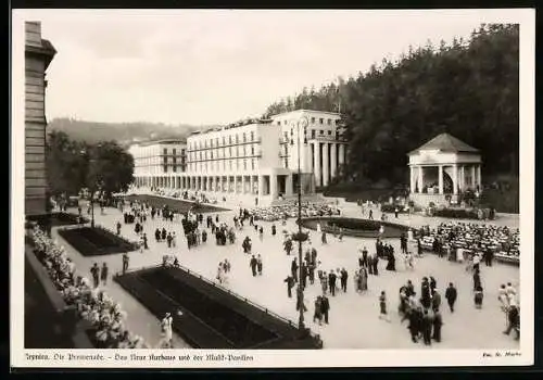 AK Krynica, Die Promenade, Das neue Kurhaus und der Musik-Pavillon