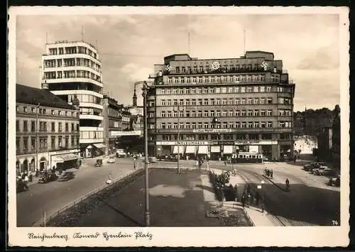 AK Reichenberg / Liberec, Konrad Henlein-Platz mit Hau der Donau Verf. A. G., 