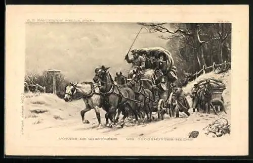 AK Wie Grossmutter reiste, Postkutsche im Winter