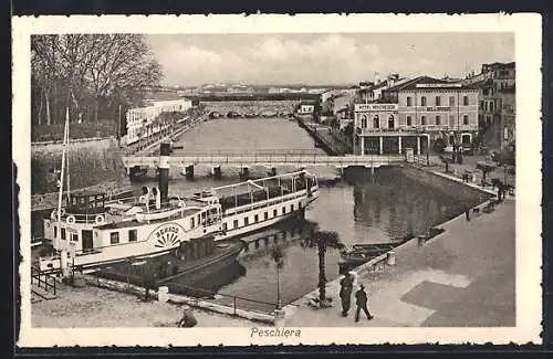 AK Peschiera del Garda, Dampfer an der Anlegestelle beim Hotel Montresor
