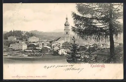 AK Kastelruth, Ortsansicht aus der Vogelschau