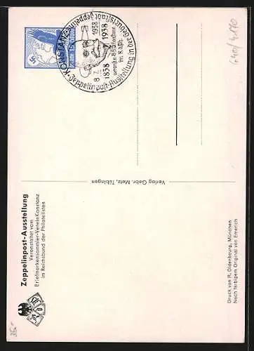 Künstler-AK Graf Zeppelin in Uniform, Ausstellung 100. Geburtstages des Grafen Zeppelin 1938, Ganzsache