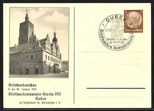 AK Guben, Briefmarkenschau 1938, Briefmarkensammler-Verein 1911, Ganzsache