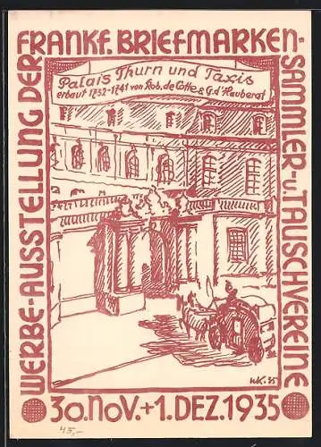 Künstler-AK Frankfurt, Ausstellung der Frankf. Briefmarkensammler- u. Tauschvereine 1935, Ganzsache