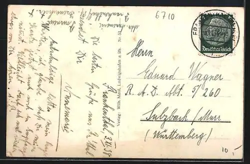 AK Frankenthal / Pfalz, Partie am Bahnhof mit Passanten