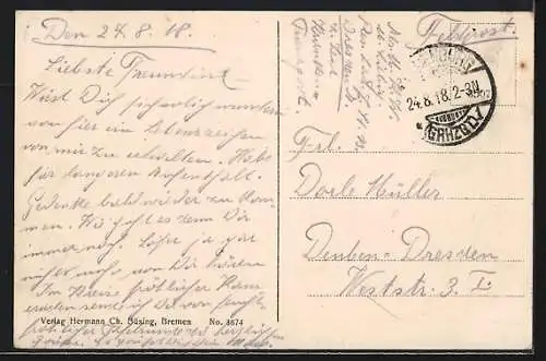 AK Oldenburg / O., Strasse am Postamt, Partie an der Post