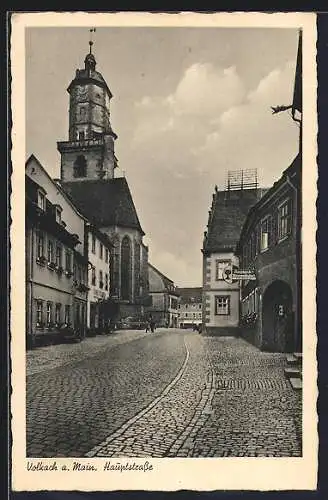 AK Volkach am Main, Gasthaus Schwane, Hauptstrasse, Kirche