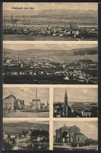 AK Simbach / Inn, Ortsansicht, Kirche
