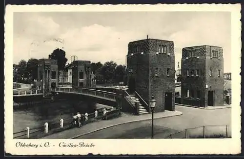 AK Oldenburg / O., Strassenpartie an der Cäcilien-Brücke