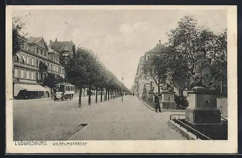 AK Ludwigsburg / Württemberg, Wilhelmstrasse mit Bus