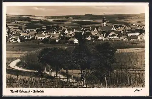 AK Markt Wolnzach-Halltertau, Teilansicht mit Kirche