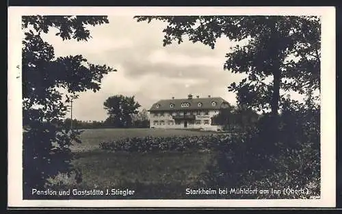AK Mühldorf / Inn, Pension und Gaststätte Starkheim v. J. Stiegler