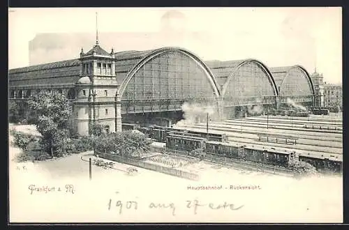 AK Frankfurt a. M., Rückansicht vom Hauptbahnhof
