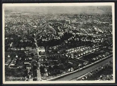 AK Oldenburg i. O., Teilansicht mit Strassenpartie, Fliegeraufnahme