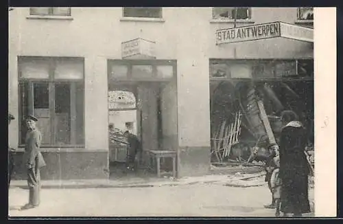 AK Ostende, Rue Saint-Paul, 1918, Effet d`un obus