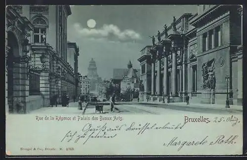 AK Brüssel / Bruxelles, Rue de la Régence et Palais des Beaux Arts