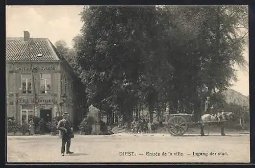 AK Diest, Entree de la Ville, Ingang der Stad, Cafe des Boulevards