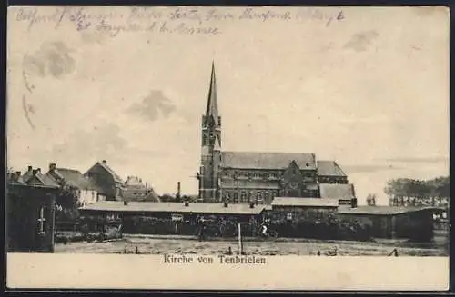 AK Tenbrielen, Panorama mit Baracken u. Kirche