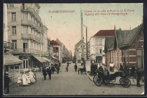 AK Blankenberghe, Entrée de la ville et Bureau de la Poste