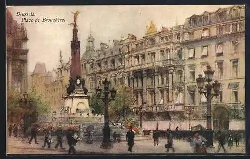 Künstler-AK Bruxelles, Place de Brouckére