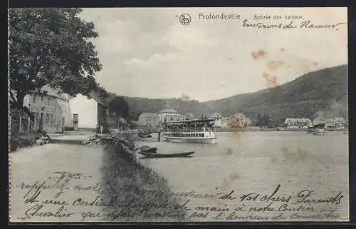 AK Profondeville, Arrivée des bateaux