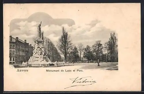 AK Anvers, Monument de Loos et Parc