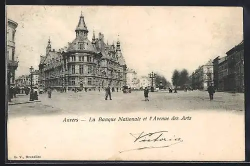 AK Anvers, La Banque Nationale et l`Avenue des Arts
