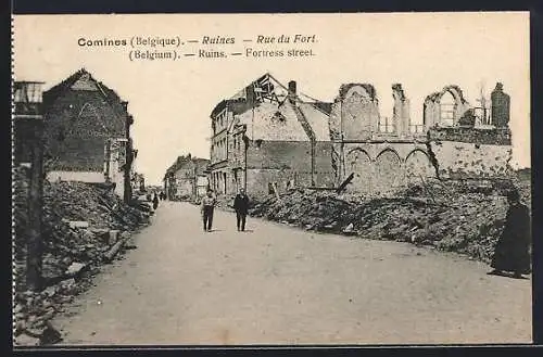 AK Comines, Ruines, Rue du Fort