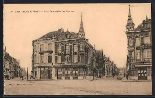 AK St-Nicolas-Waes, Rues Prince Albert et Mercator, Strassenpartien