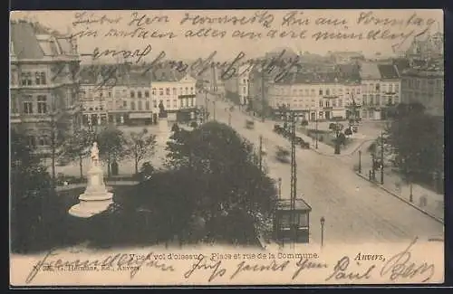 AK Anvers, Vue a vol d`oiseau, Place et rue de la Commune