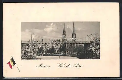 AK Anvers, Vue du Parc