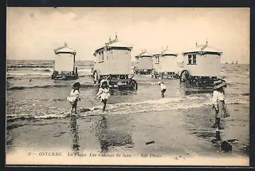 AK Ostende, La Plage, Les Cabines de luxe