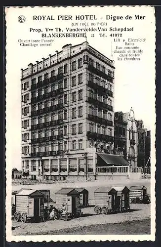 AK Blankenberghe, Royal Pier Hotel, Prop. Vve. Th. Vandervelde-Van Schepdael